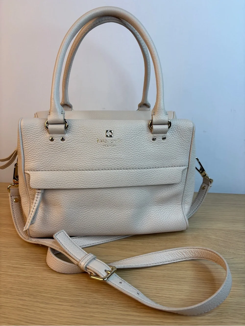 Kate Spade Grant Park Hadley Cream Pebbled Leather Satchel